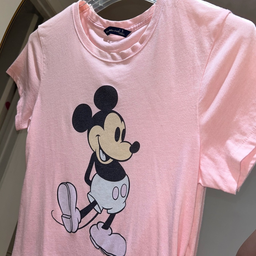 Abercrombie & Fitch Pink Mickey Mouse Cotton Shirt - Picture 2 of 3